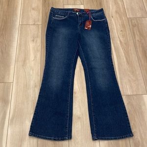 New One 5 One Brand Authentic Denim Bling Rhinestone Jeans Plus Size 14 NWT